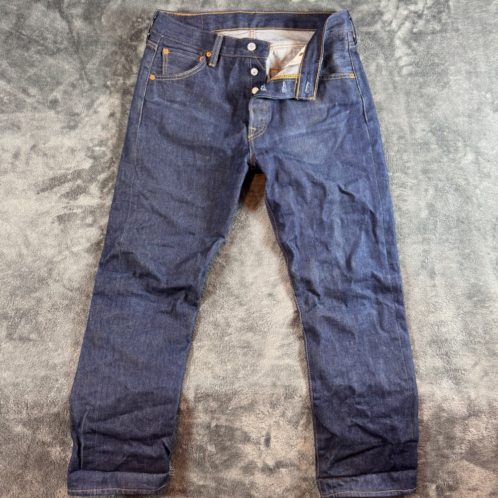 Levis 501 Mens Button Fly Jeans Dark Wash 31x30 Original Fit Indigo Straight Leg